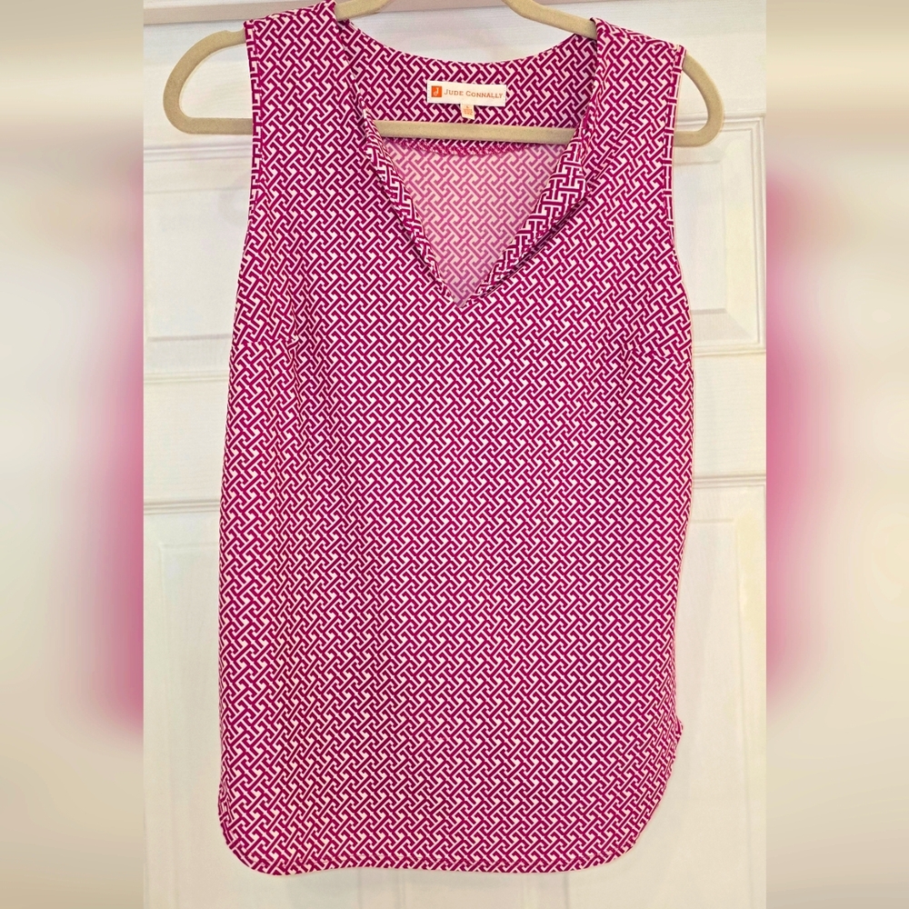 Jude Connally Geometric Pink Sleeveless Blouse